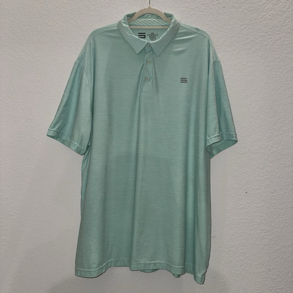 Three Sixty Six Polo Shirt Men's 3XL Light Green Golf Performance Athletic Logo
